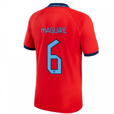 Kandiny Mujer Camiseta Inglaterra Harry Maguire #6 Rojo 2ª Equipación 22-24 La Camisa Chile