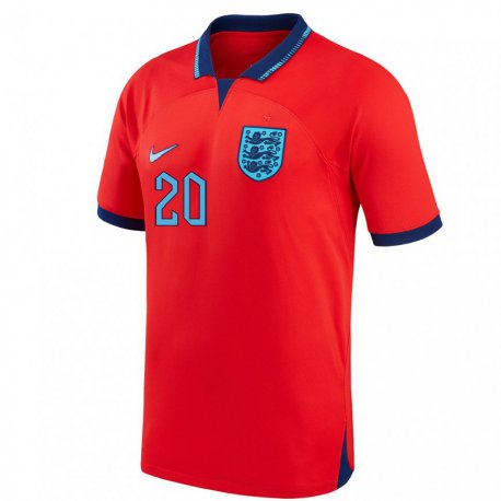 Kandiny Mujer Camiseta Inglaterra Phil Foden #20 Rojo 2ª Equipación 22-24 La Camisa Chile