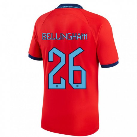 Kandiny Mujer Camiseta Inglaterra Jude Bellingham #26 Rojo 2ª Equipación 22-24 La Camisa Chile