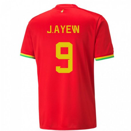 Kandiny Mujer Camiseta Ghana Jordan Ayew #9 Rojo 2ª Equipación 22-24 La Camisa Chile