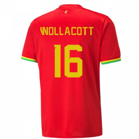 Kandiny Mujer Camiseta Ghana Joe Wollacott #16 Rojo 2ª Equipación 22-24 La Camisa Chile