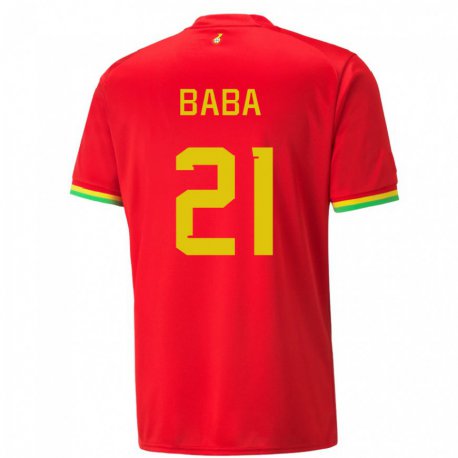 Kandiny Mujer Camiseta Ghana Iddrisu Baba #21 Rojo 2ª Equipación 22-24 La Camisa Chile
