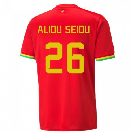 Kandiny Mujer Camiseta Ghana Alidu Seidu #26 Rojo 2ª Equipación 22-24 La Camisa Chile