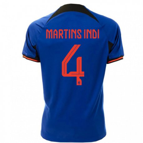 Kandiny Mujer Camiseta Países Bajos Bruno Martins Indi #4 Azul Real 2ª Equipación 22-24 La Camisa Chile