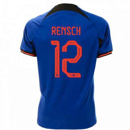 Kandiny Mujer Camiseta Países Bajos Devyne Rensch #12 Azul Real 2ª Equipación 22-24 La Camisa Chile