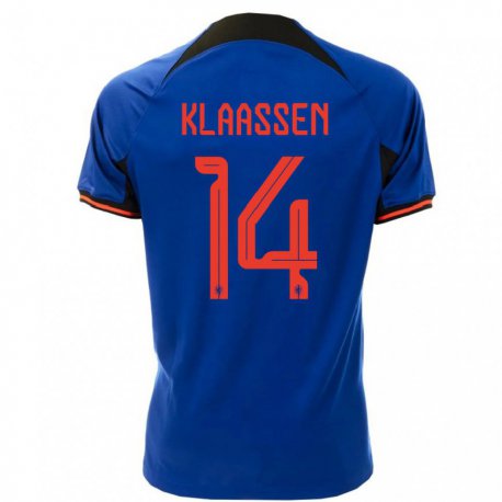 Kandiny Mujer Camiseta Países Bajos Davy Klaassen #14 Azul Real 2ª Equipación 22-24 La Camisa Chile