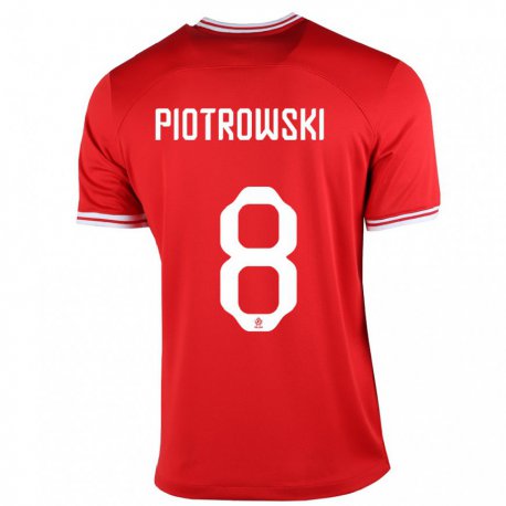 Kandiny Mujer Camiseta Polonia Jakub Piotrowski #8 Rojo 2ª Equipación 22-24 La Camisa Chile