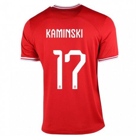 Kandiny Mujer Camiseta Polonia Jakub Kaminski #17 Rojo 2ª Equipación 22-24 La Camisa Chile