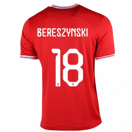 Kandiny Mujer Camiseta Polonia Bartosz Bereszynski #18 Rojo 2ª Equipación 22-24 La Camisa Chile