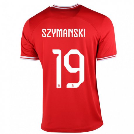 Kandiny Mujer Camiseta Polonia Sebastian Szymanski #19 Rojo 2ª Equipación 22-24 La Camisa Chile