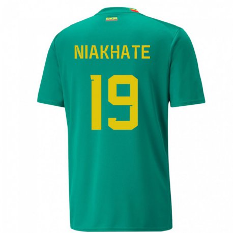 Kandiny Mujer Camiseta Senegal Moussa Niakhate #19 Verde 2ª Equipación 22-24 La Camisa Chile
