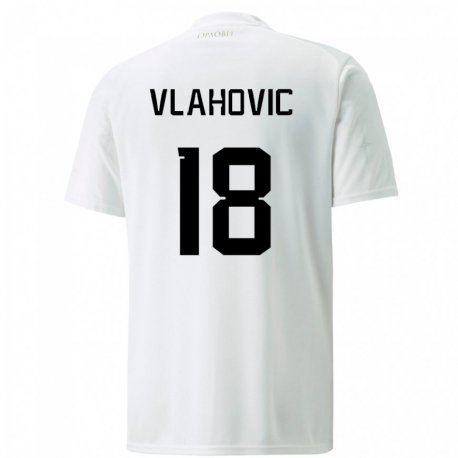 Kandiny Mujer Camiseta Serbia Dusan Vlahovic #18 Blanco 2ª Equipación 22-24 La Camisa Chile