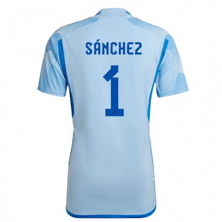 Kandiny Mujer Camiseta España Robert Sanchez #1 Cielo Azul 2ª Equipación 22-24 La Camisa Chile