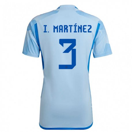 Kandiny Mujer Camiseta España Inigo Martinez #3 Cielo Azul 2ª Equipación 22-24 La Camisa Chile