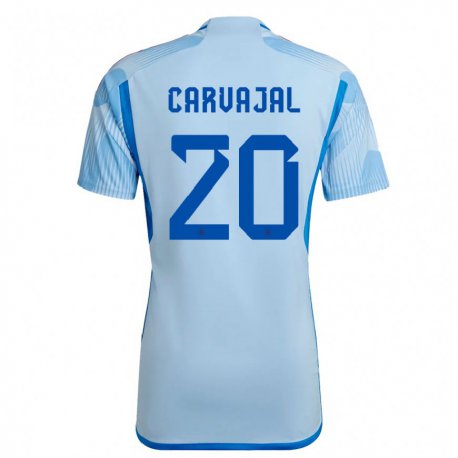 Kandiny Mujer Camiseta España Daniel Carvajal #20 Cielo Azul 2ª Equipación 22-24 La Camisa Chile