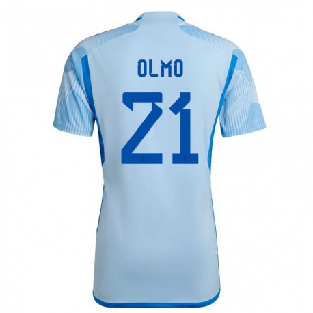 Kandiny Mujer Camiseta España Dani Olmo #21 Cielo Azul 2ª Equipación 22-24 La Camisa Chile