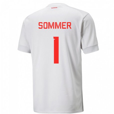 Kandiny Mujer Camiseta Suiza Yann Sommer #1 Blanco 2ª Equipación 22-24 La Camisa Chile