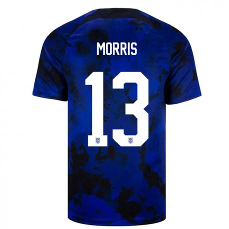 Kandiny Mujer Camiseta Estados Unidos Jordan Morris #13 Azul Real 2ª Equipación 22-24 La Camisa Chile