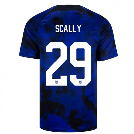 Kandiny Mujer Camiseta Estados Unidos Joseph Scally #29 Azul Real 2ª Equipación 22-24 La Camisa Chile
