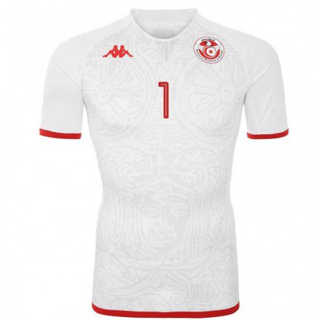 Kandiny Mujer Camiseta Túnez Mohamed Sedki Debchi #1 Blanco 2ª Equipación 22-24 La Camisa Chile