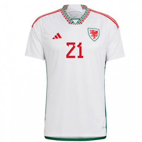 Kandiny Mujer Camiseta Gales Tom King #21 Blanco 2ª Equipación 22-24 La Camisa Chile