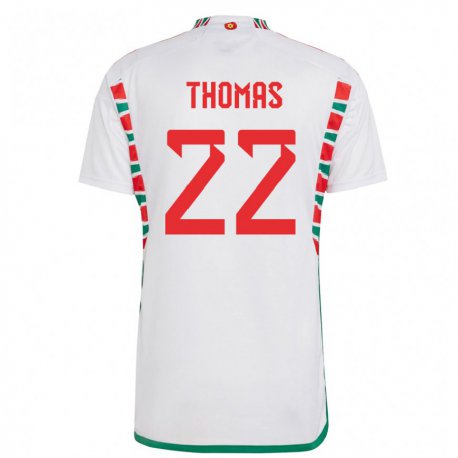 Kandiny Mujer Camiseta Gales Sorba Thomas #22 Blanco 2ª Equipación 22-24 La Camisa Chile