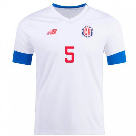 Kandiny Mujer Camiseta Costa Rica Celso Borges #5 Blanco 2ª Equipación 22-24 La Camisa Chile