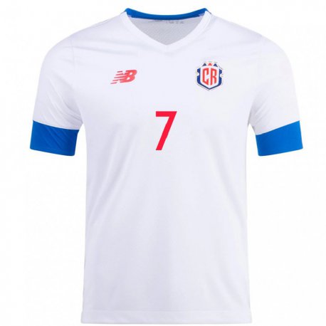 Kandiny Mujer Camiseta Costa Rica Anthony Contreras #7 Blanco 2ª Equipación 22-24 La Camisa Chile
