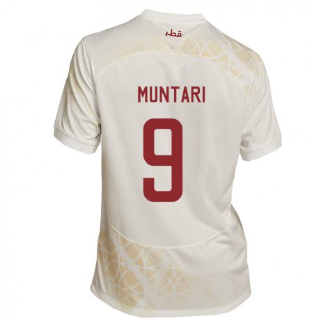 Kandiny Mujer Camiseta Catar Mohammed Muntari #9 Beis Dorado 2ª Equipación 22-24 La Camisa Chile