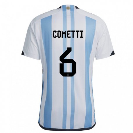 Kandiny Niño Camiseta Argentina Aldana Cometti #6 Blanco Cielo Azul 1ª Equipación 22-24 La Camisa Chile