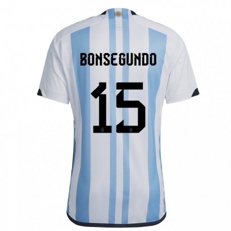 Kandiny Niño Camiseta Argentina Florencia Bonsegundo #15 Blanco Cielo Azul 1ª Equipación 22-24 La Camisa Chile