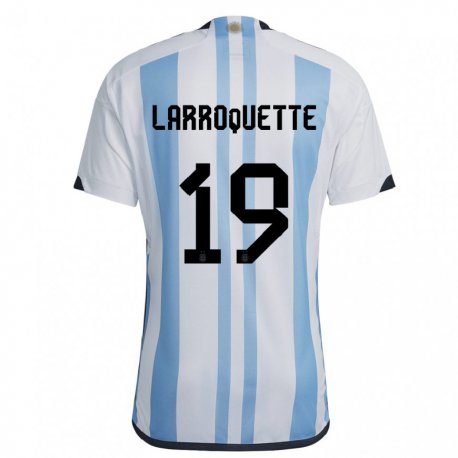 Kandiny Niño Camiseta Argentina Mariana Larroquette #19 Blanco Cielo Azul 1ª Equipación 22-24 La Camisa Chile