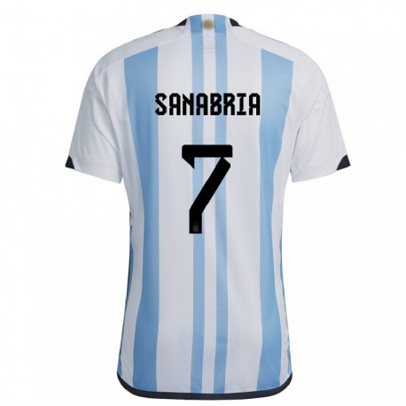 Kandiny Niño Camiseta Argentina Mateo Sanabria #7 Blanco Cielo Azul 1ª Equipación 22-24 La Camisa Chile