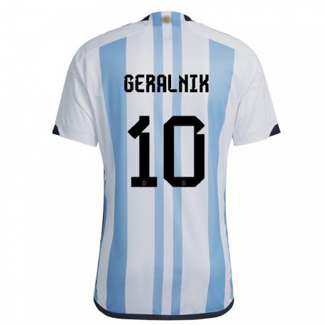 Kandiny Niño Camiseta Argentina Tiago Geralnik #10 Blanco Cielo Azul 1ª Equipación 22-24 La Camisa Chile