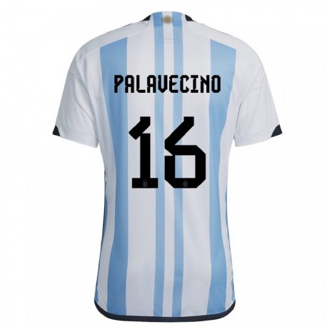 Kandiny Niño Camiseta Argentina Nicolas Palavecino #16 Blanco Cielo Azul 1ª Equipación 22-24 La Camisa Chile