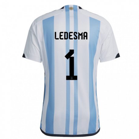Kandiny Niño Camiseta Argentina Jeremias Ledesma #1 Blanco Cielo Azul 1ª Equipación 22-24 La Camisa Chile