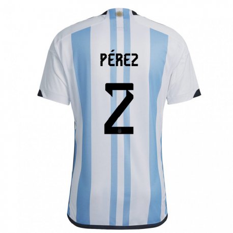 Kandiny Niño Camiseta Argentina Nehuen Perez #2 Blanco Cielo Azul 1ª Equipación 22-24 La Camisa Chile