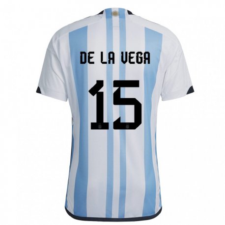 Kandiny Niño Camiseta Argentina Pedro De La Vega #15 Blanco Cielo Azul 1ª Equipación 22-24 La Camisa Chile
