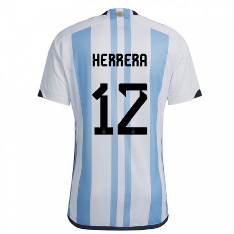 Kandiny Niño Camiseta Argentina Franco Herrera #12 Blanco Cielo Azul 1ª Equipación 22-24 La Camisa Chile