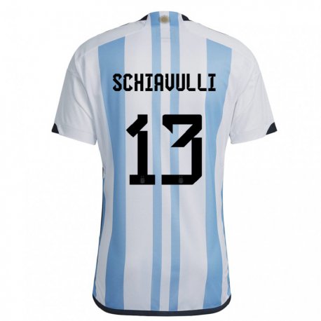 Kandiny Niño Camiseta Argentina Thiago Schiavulli #13 Blanco Cielo Azul 1ª Equipación 22-24 La Camisa Chile