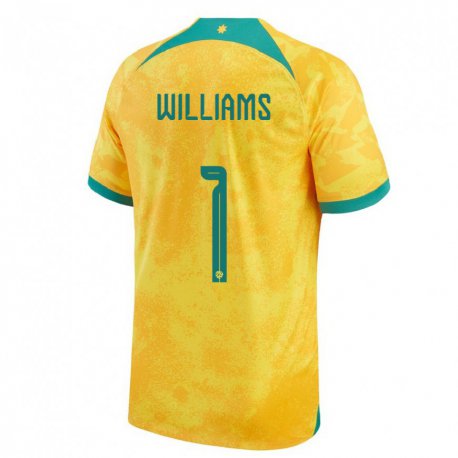 Kandiny Niño Camiseta Australia Lydia Williams #1 Dorado 1ª Equipación 22-24 La Camisa Chile