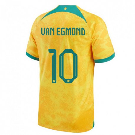 Kandiny Niño Camiseta Australia Emily Van Egmond #10 Dorado 1ª Equipación 22-24 La Camisa Chile