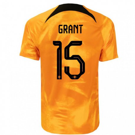 Kandiny Niño Camiseta Países Bajos Chasity Grant #15 Naranja Láser 1ª Equipación 22-24 La Camisa Chile