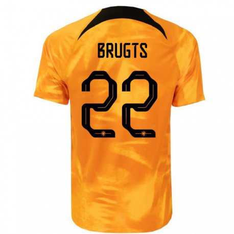 Kandiny Niño Camiseta Países Bajos Esmee Brugts #22 Naranja Láser 1ª Equipación 22-24 La Camisa Chile
