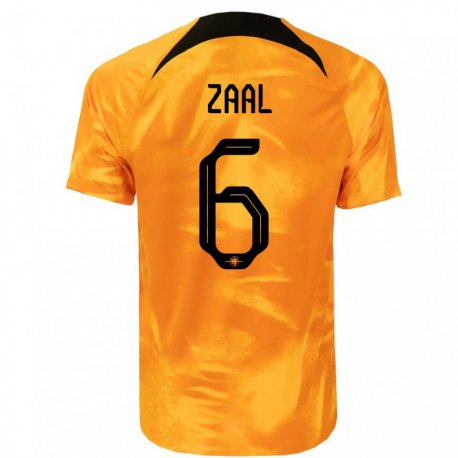 Kandiny Niño Camiseta Países Bajos Timo Zaal #6 Naranja Láser 1ª Equipación 22-24 La Camisa Chile