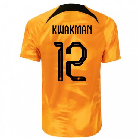 Kandiny Niño Camiseta Países Bajos Dave Kwakman #12 Naranja Láser 1ª Equipación 22-24 La Camisa Chile