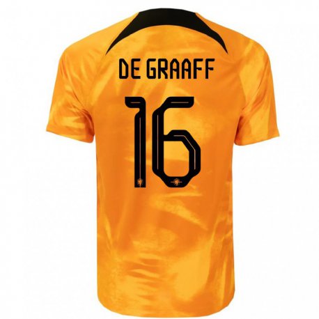 Kandiny Niño Camiseta Países Bajos Tom De Graaff #16 Naranja Láser 1ª Equipación 22-24 La Camisa Chile
