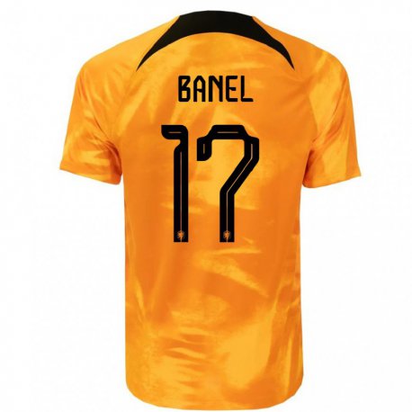 Kandiny Niño Camiseta Países Bajos Jaydon Banel #17 Naranja Láser 1ª Equipación 22-24 La Camisa Chile