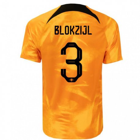 Kandiny Niño Camiseta Países Bajos Thijmen Blokzijl #3 Naranja Láser 1ª Equipación 22-24 La Camisa Chile