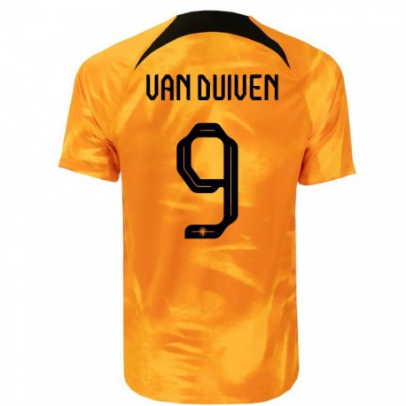 Kandiny Niño Camiseta Países Bajos Jason Van Duiven #9 Naranja Láser 1ª Equipación 22-24 La Camisa Chile